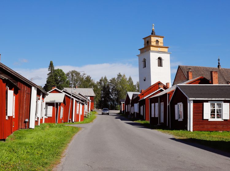 Gammelstad, Sweden - August 25, 2020: View of the Gammelstad old church town UNECO world heritage near Lulea.